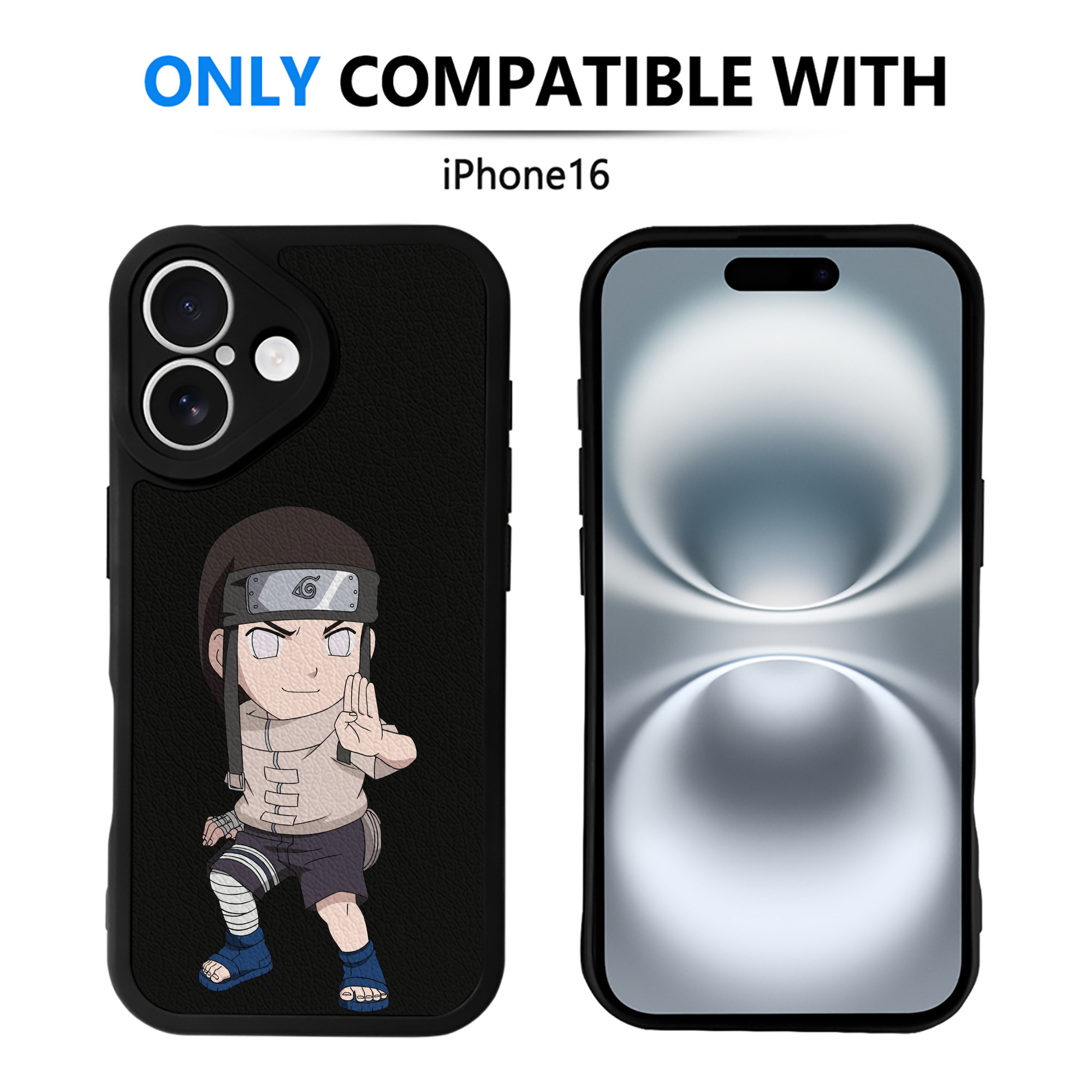 （画像用） NARUTO -ナルト- 日向ネジ Hyūga Neji 【iPhone 16シリーズ対応】シリコンスマホケース（レザー調） 材質：シリコン